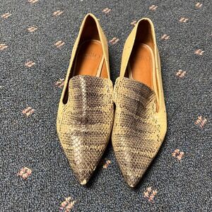 Franco Sarto Womens 7.5M Topaz Loafer Roccia Snake Print Pointed Toe Work Office